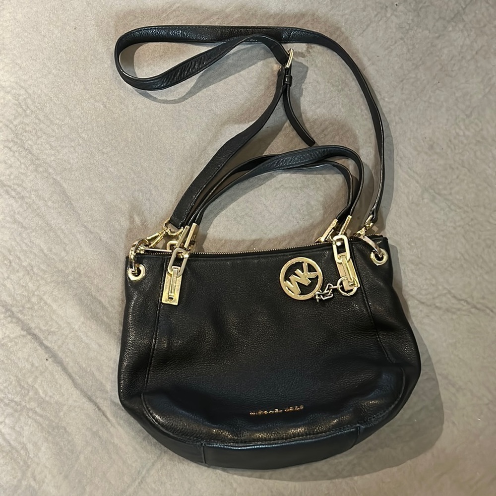 Michael Kors | Brooke Pebbled Blk Leather Satchel - Picture 1 of 10